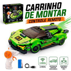 Carrinho De Controle Remoto Tipo Lego Bloco De Montar Sports Car Anda Recarregável Usb Menino