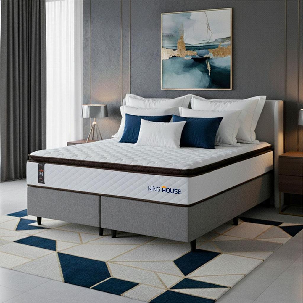 Conjunto Cama Box Espuma San Diego Branco King 193x203x67