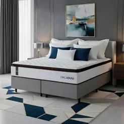 Conjunto Cama Box Espuma San Diego Branco King 193x203x67