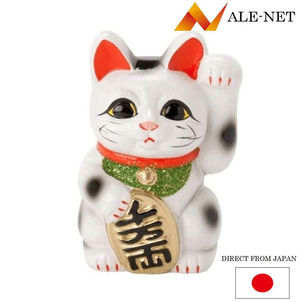 ALE-NET Lucky Cat Lucky Lucky White Oval Cat No. 4 convidativo para a mão esquerda Tokoname Ware feito no Japão 【Direto do Japão】