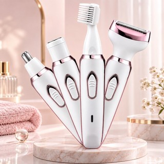 Barbeador Elétrico 4 Em 1 Para Mulheres Remoção De Pelos Corporais feminino/aparador de pelos do nariz e sobrancelhas
