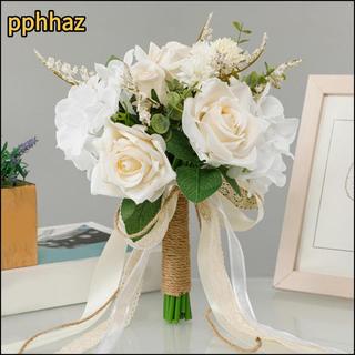 [pphhaz] Buquê De Casamento Para Noiva , Damas De Honra Realistas Com Fitas ,