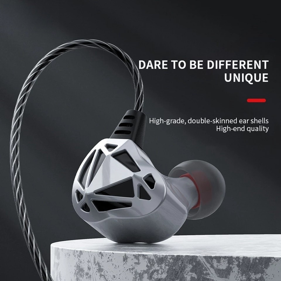 Fones de ouvido intra-auriculares QKZ AK7, com graves de alta fidelidade, cancelamento de ruído e microfone de 3,5 mm.