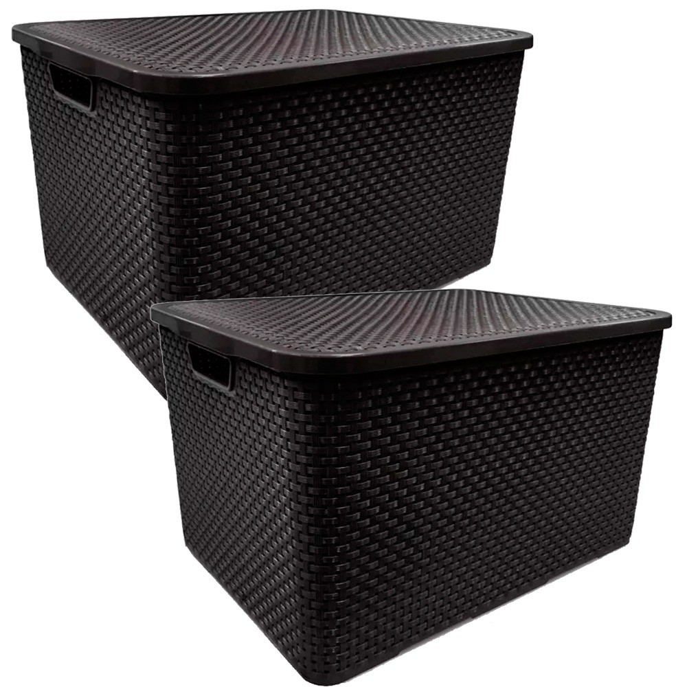 Kit 2 caixas organizadoras com tampa 15 litros - Rattan - Arqplast