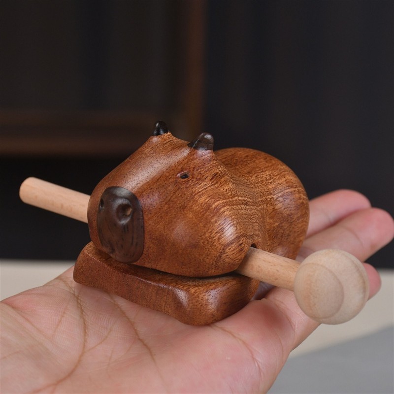 Bonito portátil descompressão baleia madeira percussão escritório escultura em madeira meditação instrumento de percussã