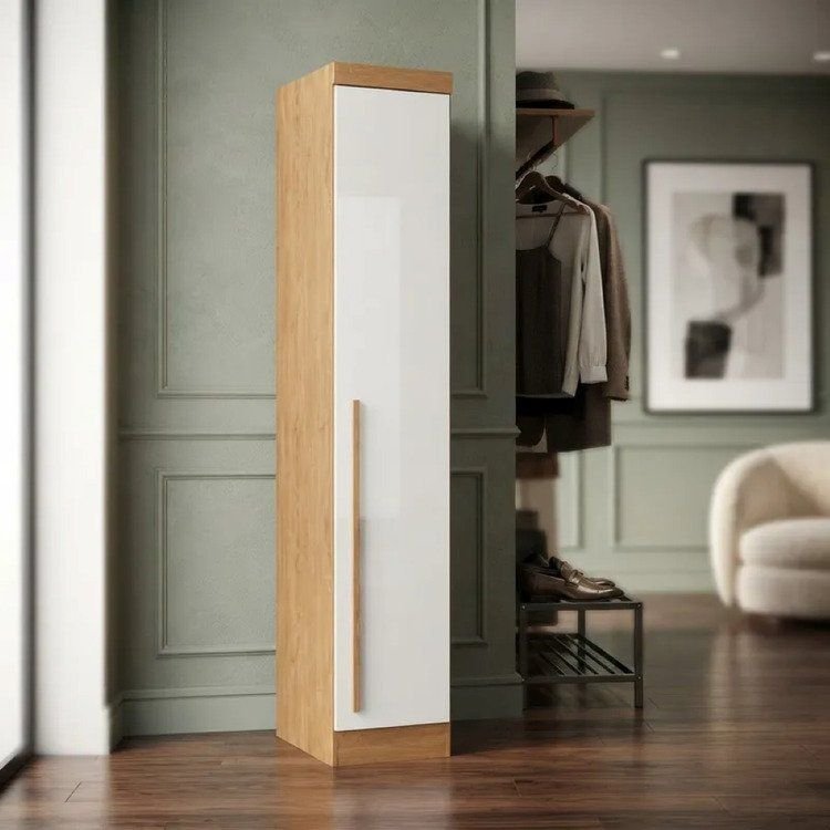 Guarda-Roupa Modulado 1 Porta Infinity Marrom/Cedro/Branco Cedro/Branco Line