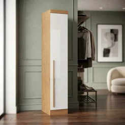 Guarda-Roupa Modulado 1 Porta Infinity Marrom/Cedro/Branco Cedro/Branco Line