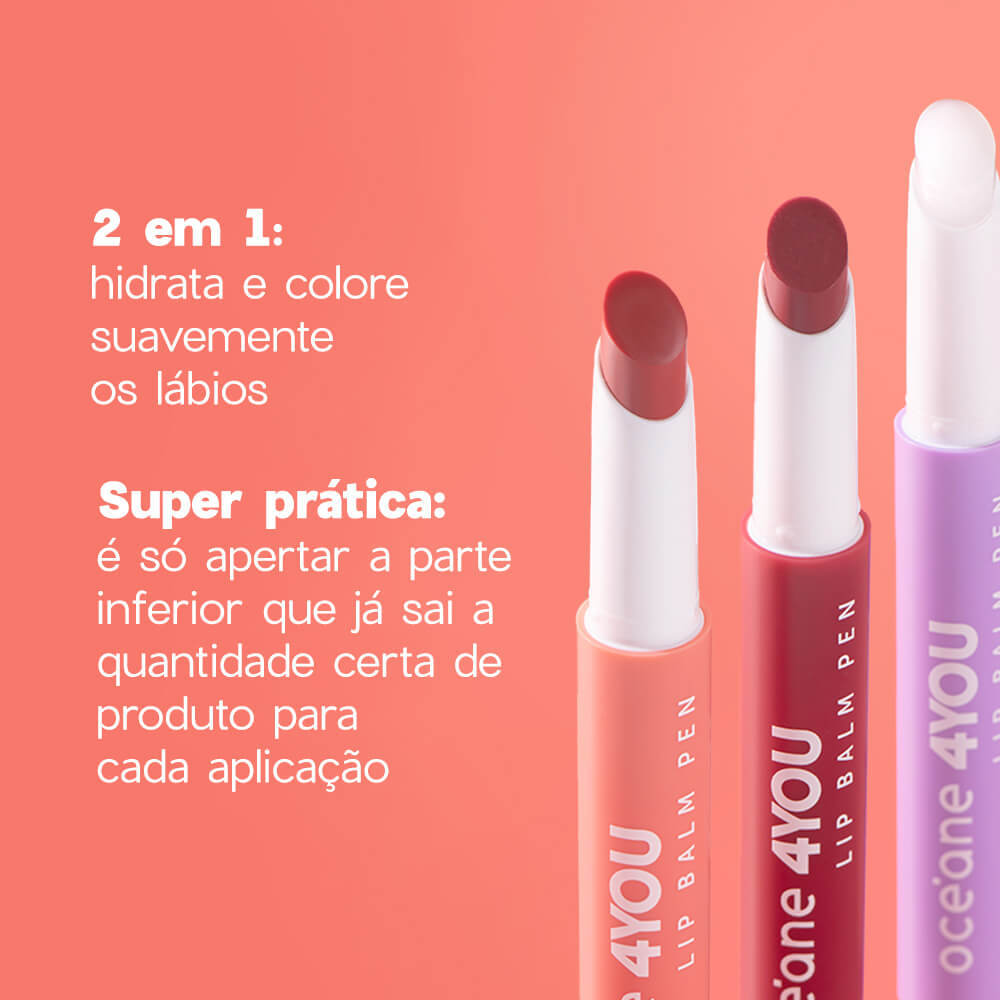Hidratante Labial Coral - Lip Balm Pen Coral 4you 1,8g · foto 2