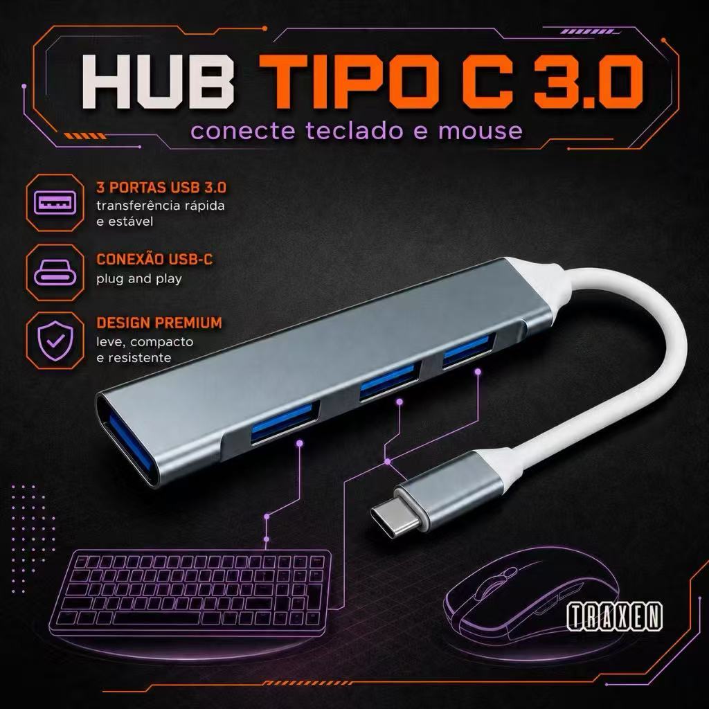 Teclado Led E Mouse Gamer Pc + Kit Cel Mobilador+tipoc hub — imagem 2 de 2