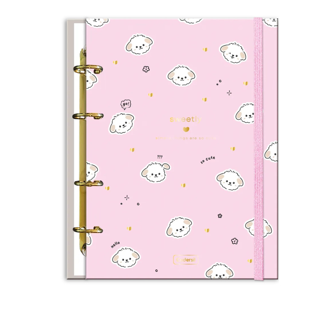 Caderno Argolado Colegial Capa Dura 80fls Sweetly - CADERSIL Modelo:Rosa