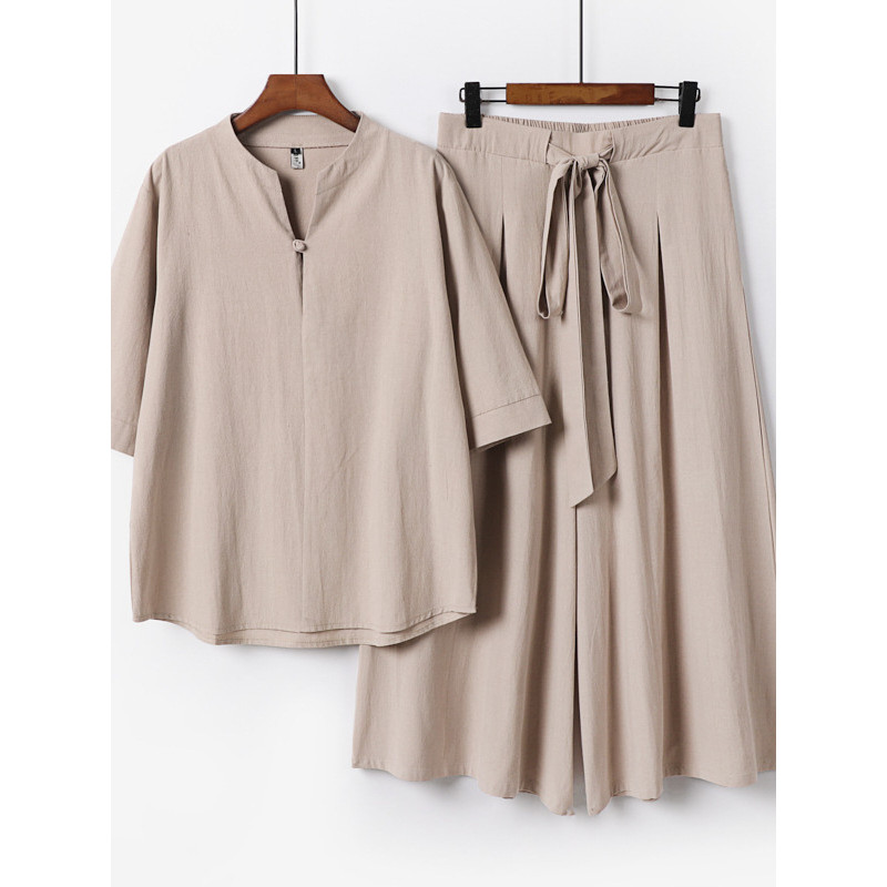 Novo estilo chinês estilo chinês linho algodão linho terno masculino verão manga três quartos Hanfu roupas masculinas Cu