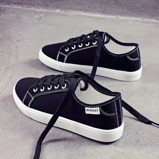 Sapatos de lona estudantes do sexo feminino tênis de sola plana versão coreana primavera verão rendas sapatos de pano br