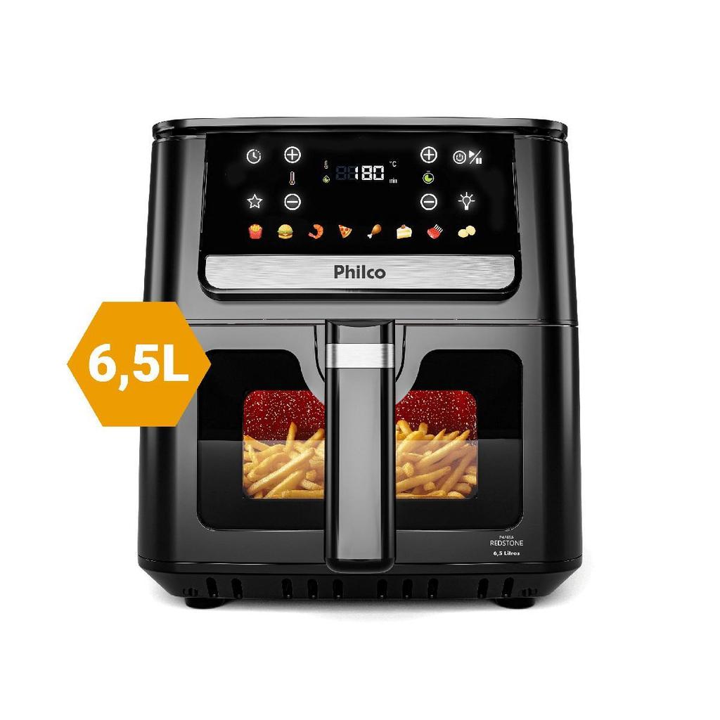 Air Fryer Philco 6,5L Visor Glass e Redstone 1700W PAF65A
