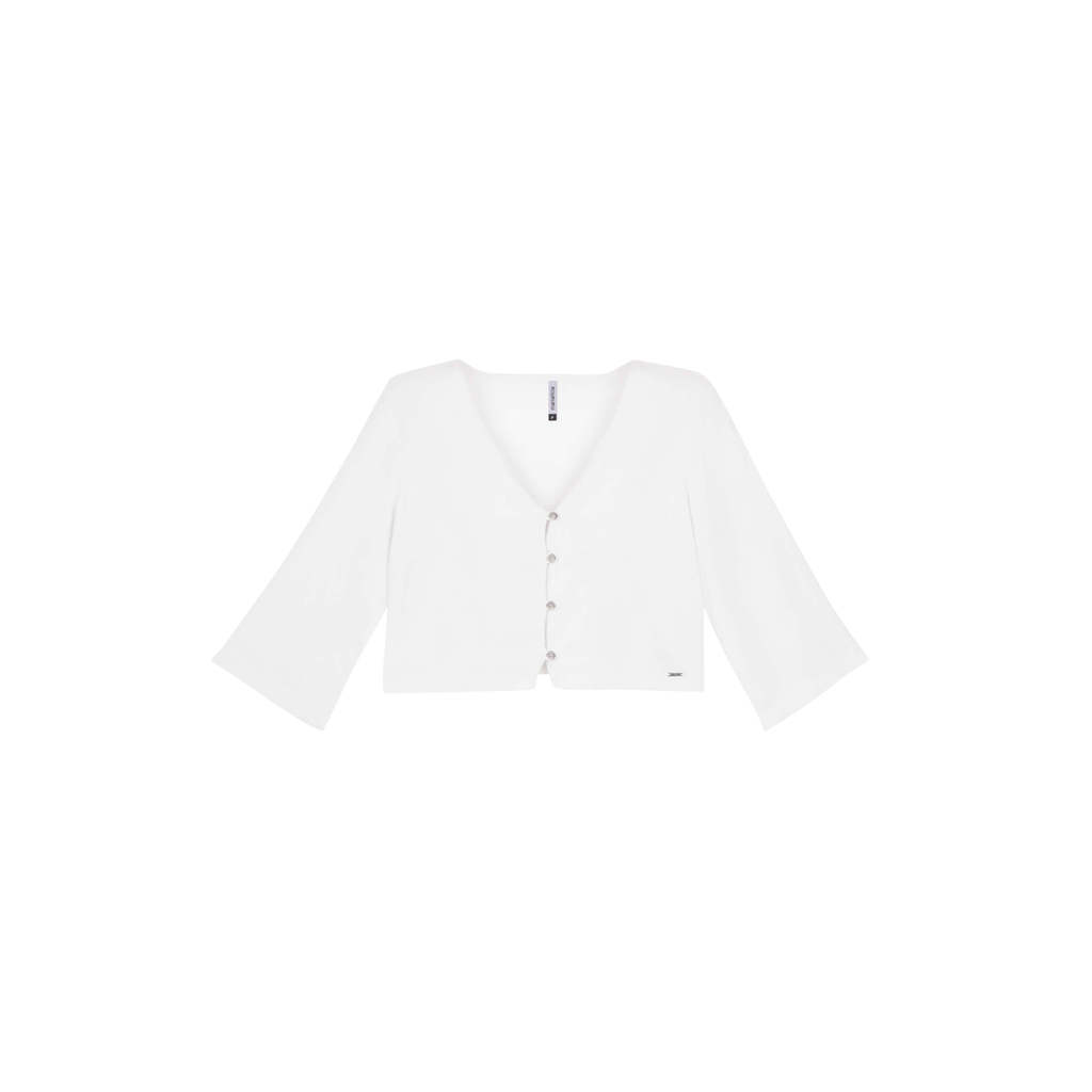 Blusa Feminina Cropped Botões Marialícia Branco · foto 2
