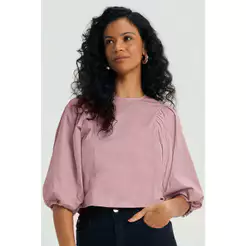 Blusa Feminina Manga 3/4 Bufante Marialícia Rosa