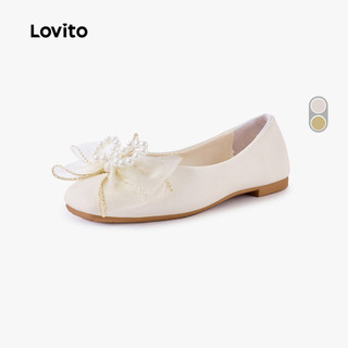 Lovito Sapatilhas De Ballet Elegantes Para O Escritório Trabalho E Transporte Em Bege Requintado Para Mulheres BFFB124FX033
