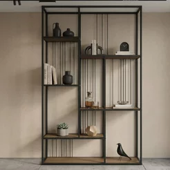 Estante de Livros Industrial Aço 122CMX202CM 5 Prateleiras Málaga Yescasa Marrom Preto/Noce Oro