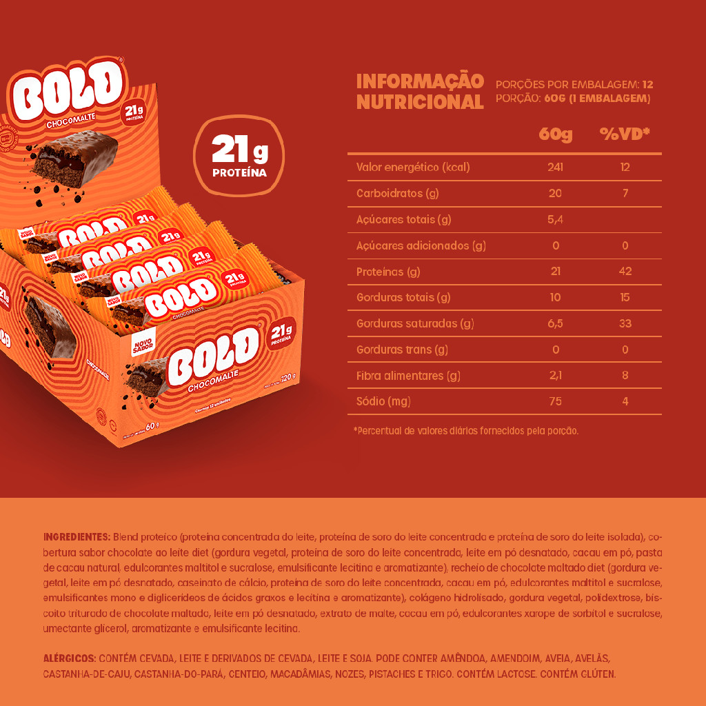BOLD CHOCOMALTE 60g (12 unid.) — imagem 2 de 2