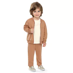 Conjunto Infantil Menino Moletom Zíper Colorittá Marrom