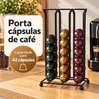 Porta Cápsulas Nespresso Organizador para 18 ou 42 Cápsulas Suporte Ferro Café Compacto Dolce Gusto Cozinha Escritório
