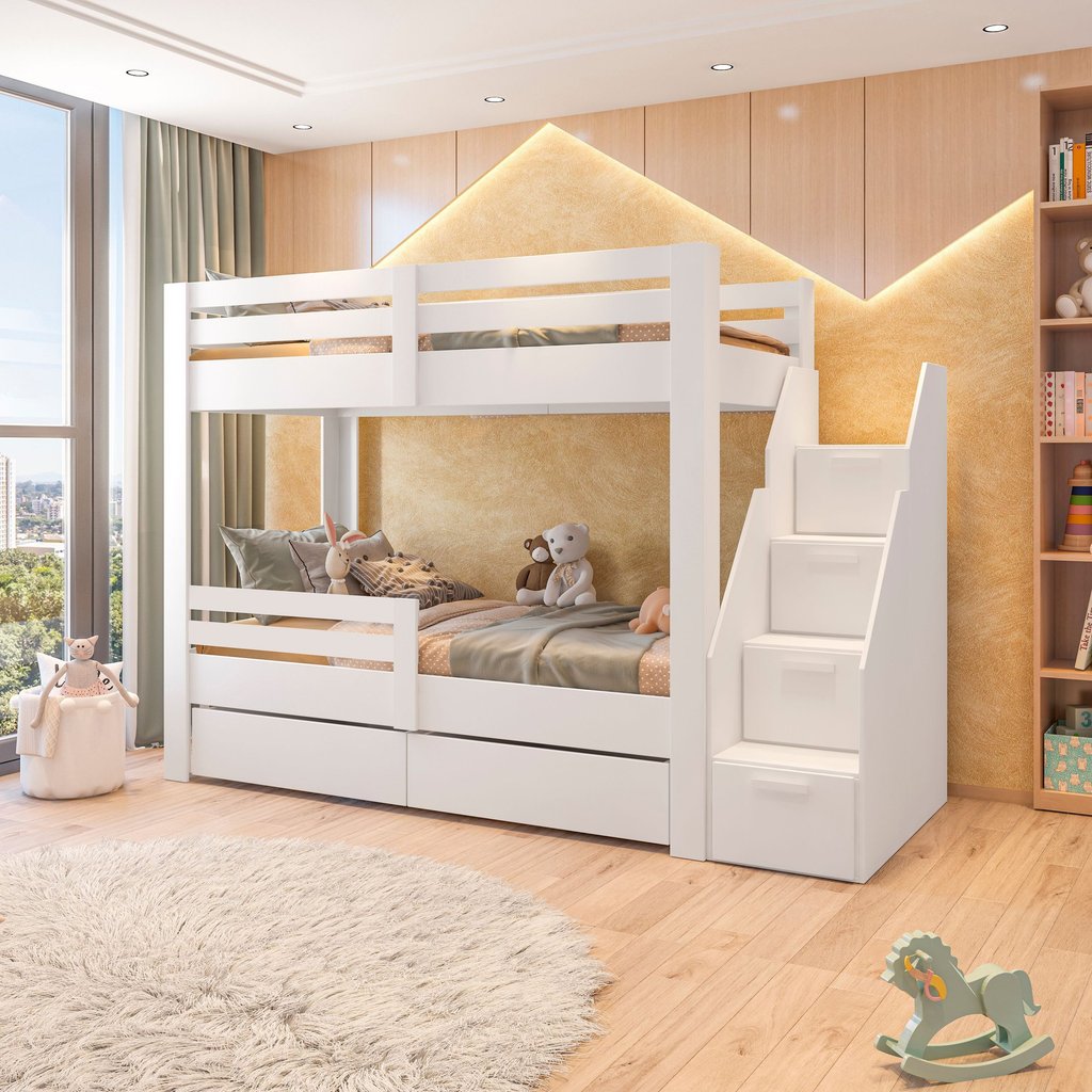 Beliche Infantil Star Plus com Grade de Proteção Casatema MadeiraOriginals Branco Branco · foto 2
