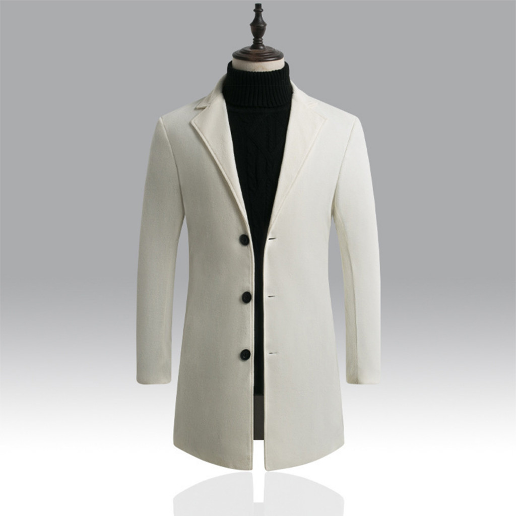 Jaqueta Masculina Com Peito Único , Comprimento Médio , Lapela Justa , Trench Coat
