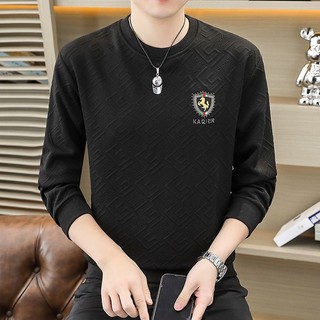 Primavera outono camiseta masculina de manga comprida fina roupas de outono camisa de fundo camiseta moda Casual moletom