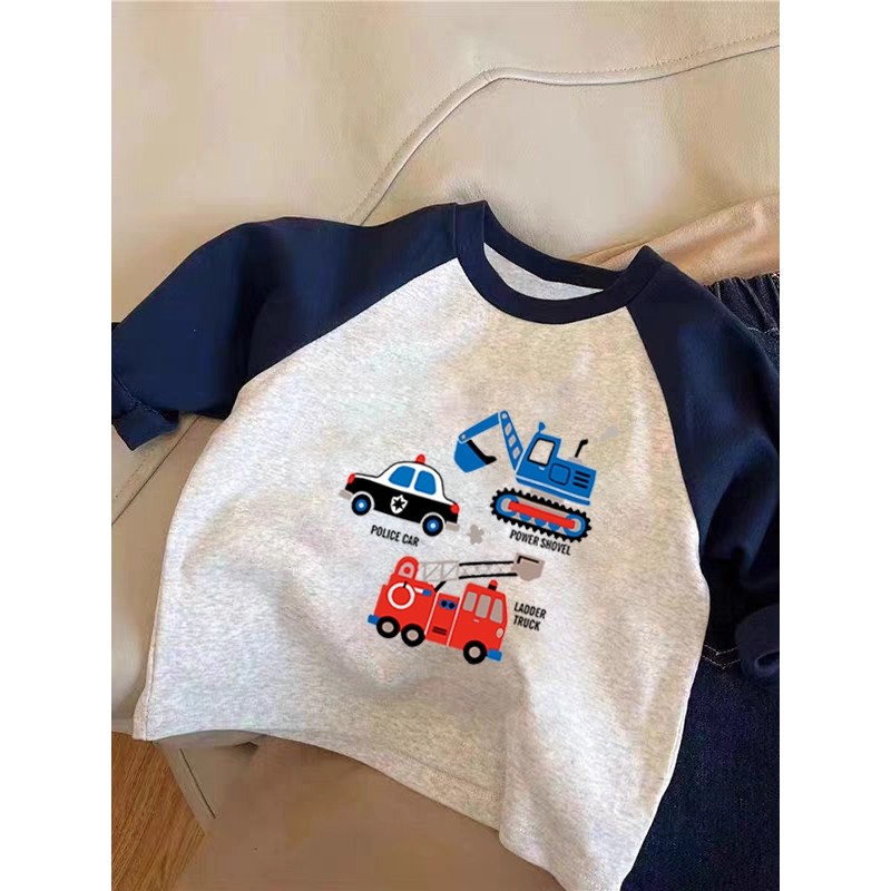 100% algodão meninos cor-bloqueando manga comprida camiseta 2025 primavera outono novo estilo crianças bebê Casual All-M