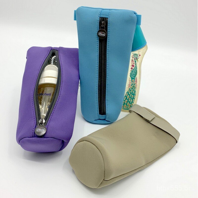 Copo térmico para leite, bolsa de amamentação para uso externo, capa para carrinho de bebê, resistente a quedas, com zíp