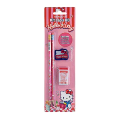 Kit escolar lápis preto com 2 unidades + apontador + borracha Hello Kitty Leonora