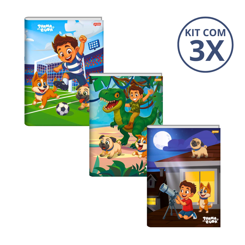 Kit Com 03 Cadernos Brochura 80 Folhas Turma do Duda - Jandaia — imagem 2 de 2