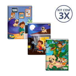 Kit Com 03 Cadernos Brochura 80 Folhas Turma do Duda - Jandaia Capa:Videogame/Lua/Dino