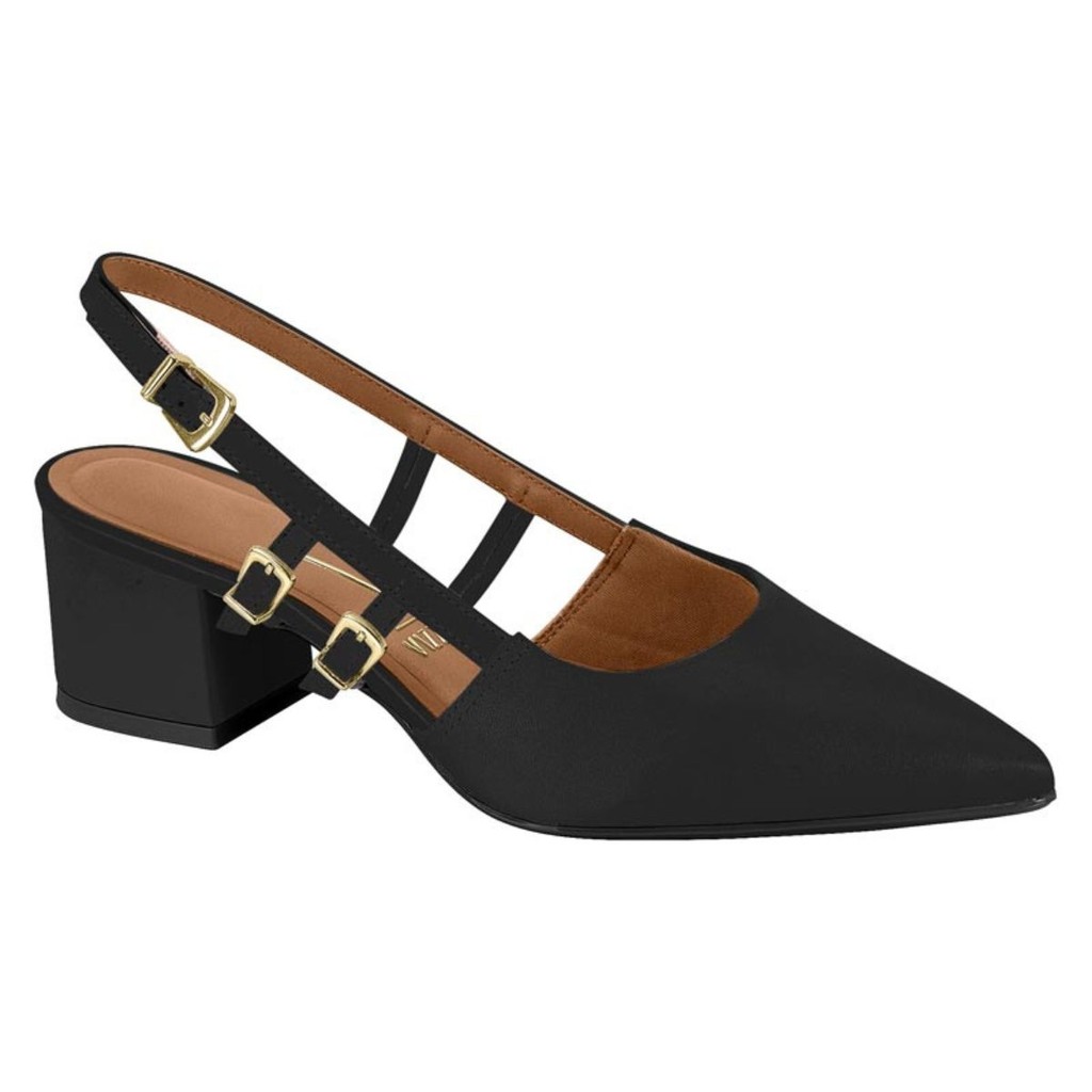 Sapato Vizzano SlingBack Fem. Salto Bloco Fivelas 1220.381