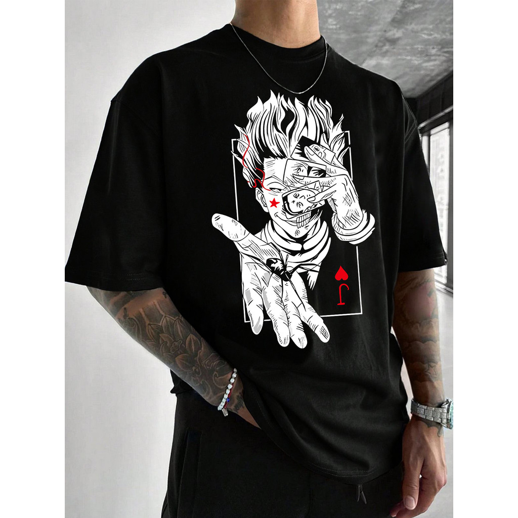 Camiseta Masculina Manga Fantasma Ladrão Básica Oversized 100% Algodão