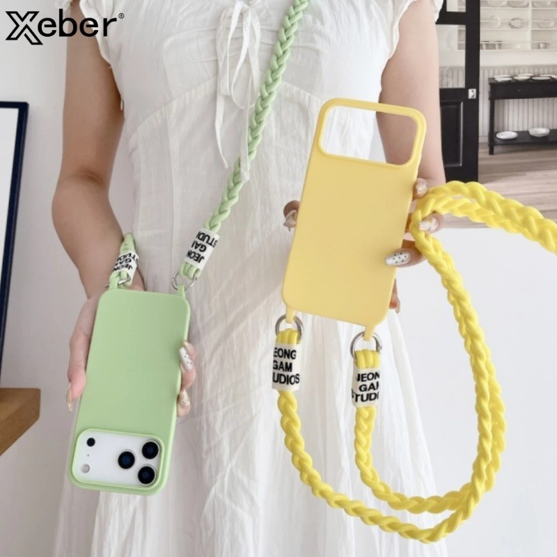 Crossbody Cordão Fosco Caso De Silicone Líquido Para IPhone 17 16 15 14 13 12 11 Pro Max Alça De Ombro Colar Cabo Capa M em Oferta na Shopee