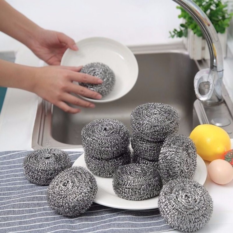 Imagem Esponja Aço Inox Limpeza Pesada Escova Palha de Aço para Panela Não Enferruja Kit