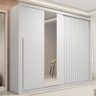 Guarda-roupa Casal Ripado com Espelhos 2 Portas e 4 Gavetas Suburban Gold Espresso Móveis Branco em Oferta na Shopee