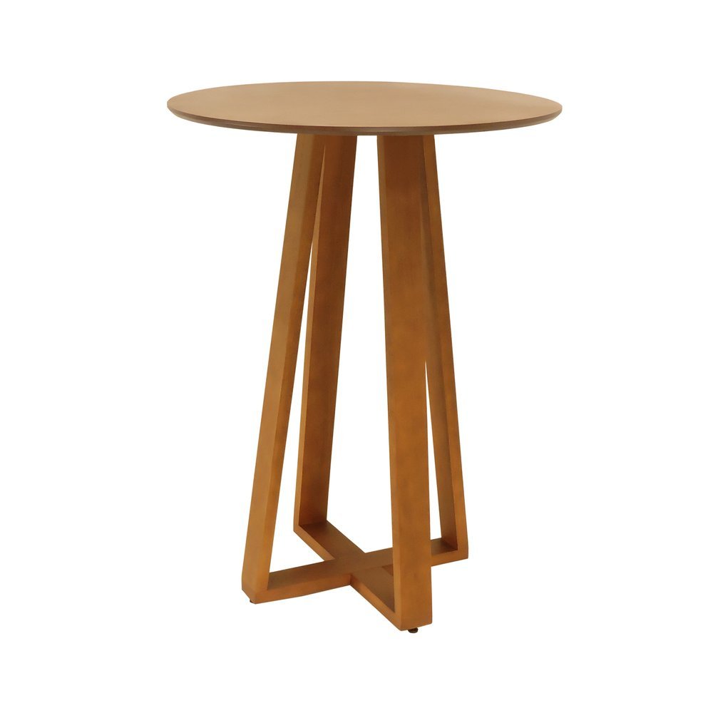 Mesa Bistrô Madri Madeira Maciça e Tampo Redondo - Amêndoa - Tampo Ø80 Laminado Cinamomo