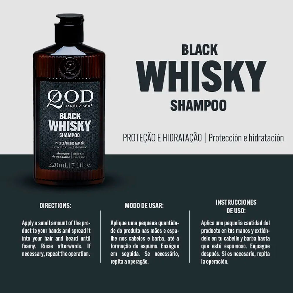 Detalhes do Shampoo QOD Barber Shop Black Whiskey 220ml