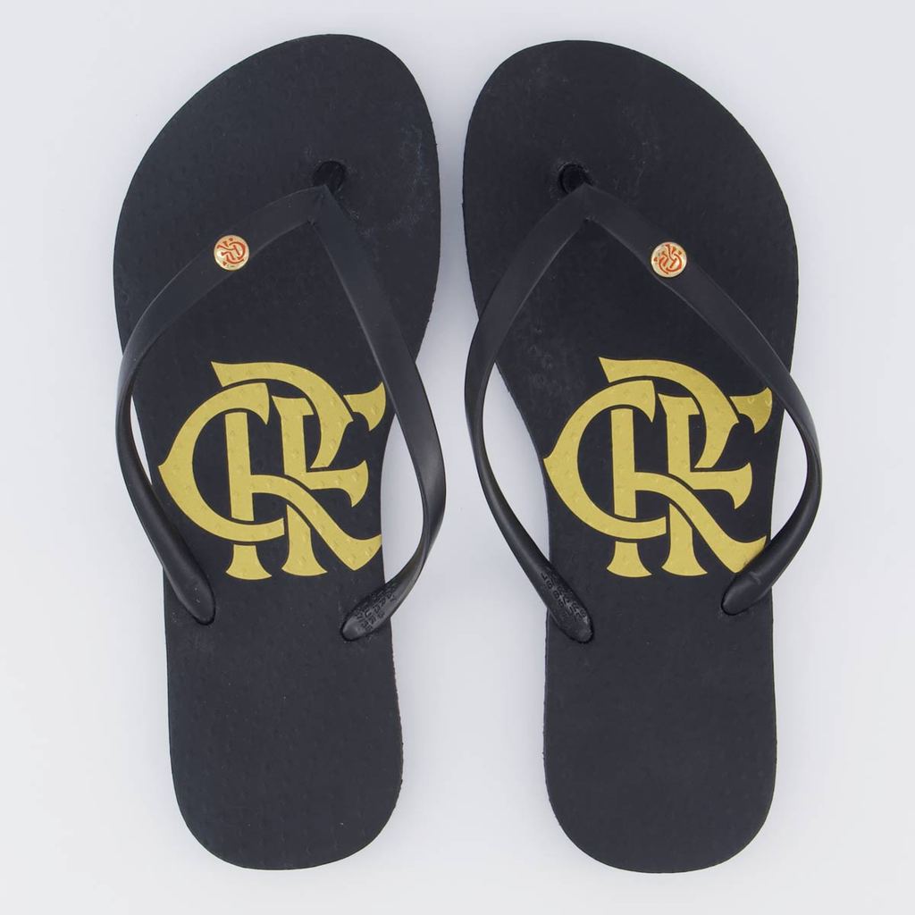 Chinelo Flamengo Basic Escudo Feminino Preto e Dourado em Oferta na Shopee