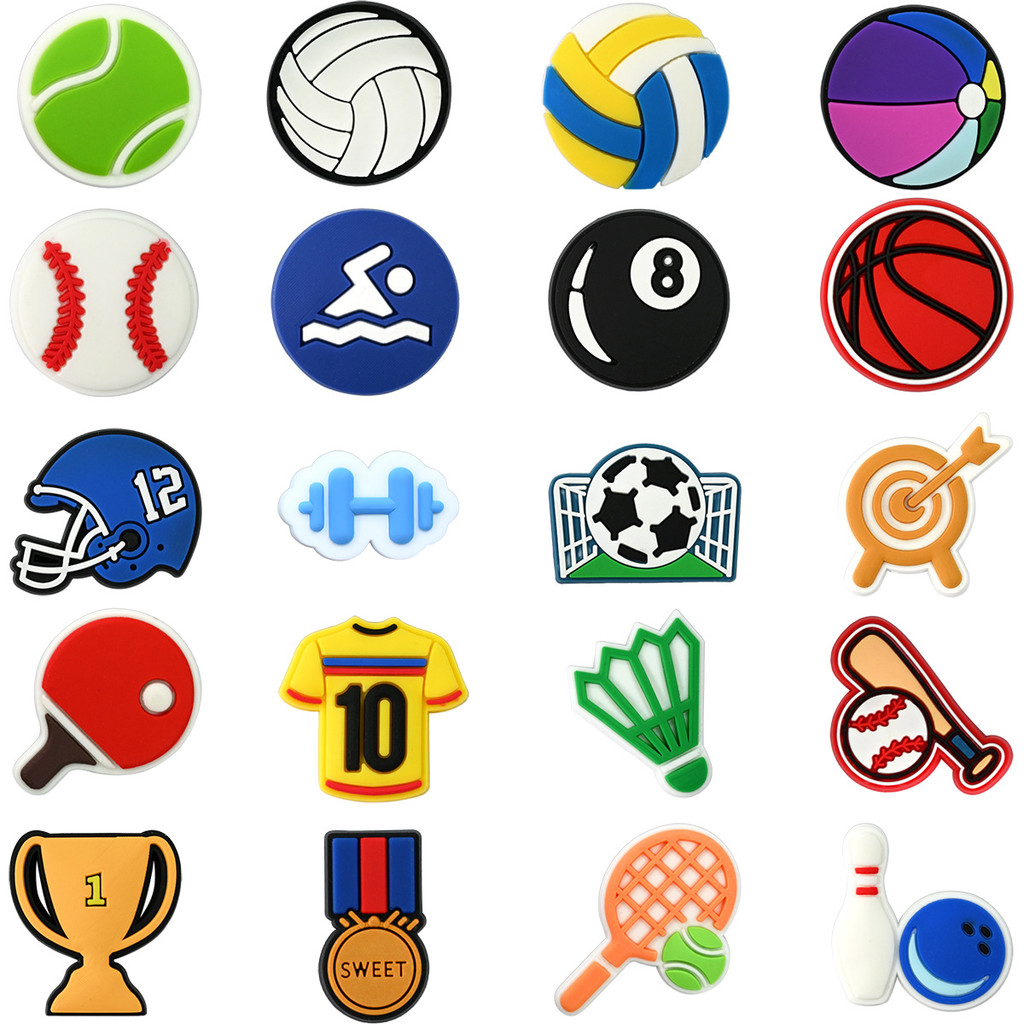 Encantos De Sapato com Botão Bola Esportiva Série Futebol Acessórios de Basquete em PVC Charm