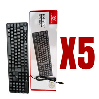 Atacado kit 5 Teclado Com Teclas Flutuantes Com Fio Usb Preto KA-691 em Oferta na Shopee