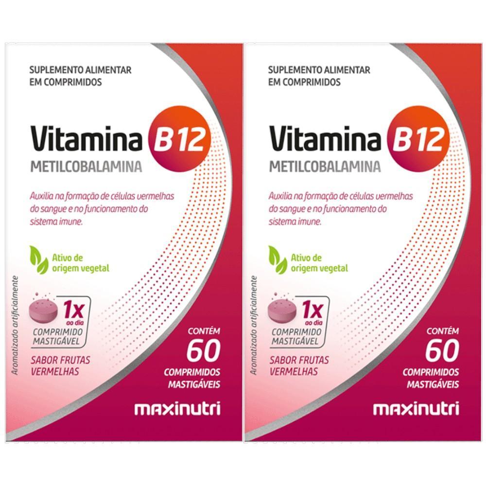 Kit Vitamina B12 Metilcobalamina Maxinutri Com 2 Caixas De 60 Comprimidos Mástigaveis Cada