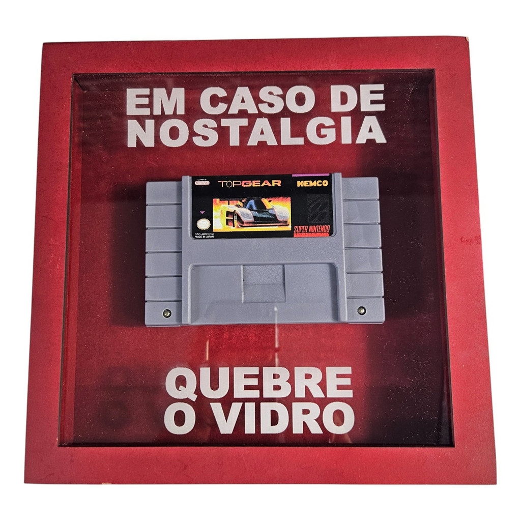 Quadro Snes Cartucho Top Gear Gamer Acrilico Quebre O Vidro