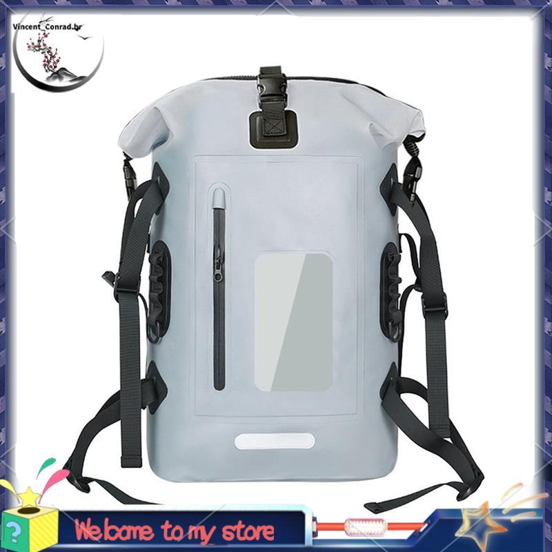 Saco Seco Impermeável Cinza 30L , Mochila De Pesca Multiuso Para Natação À Deriva E Trekking Em Rio