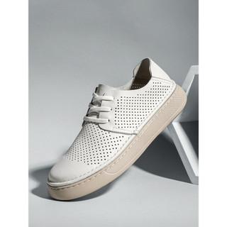 Sapatos masculinos de primeira camada de couro de vaca de camada única verão oco respirável couro genuíno tênis casuais 