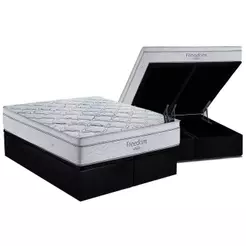 Cama Box Baú CRC King +Colchão Molas Ensacadas Freedom Ortobom 193x203