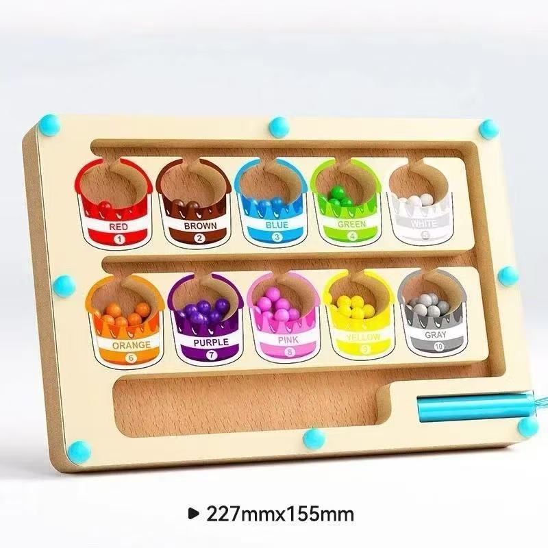 Brinquedo Educativo Montessori Labirinto Magnético Madeira Cores