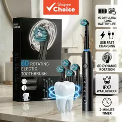 Escova de Dentes Elétrica Recarregável para Adultos com 5 Modos e Carregamento USB Tipo-C