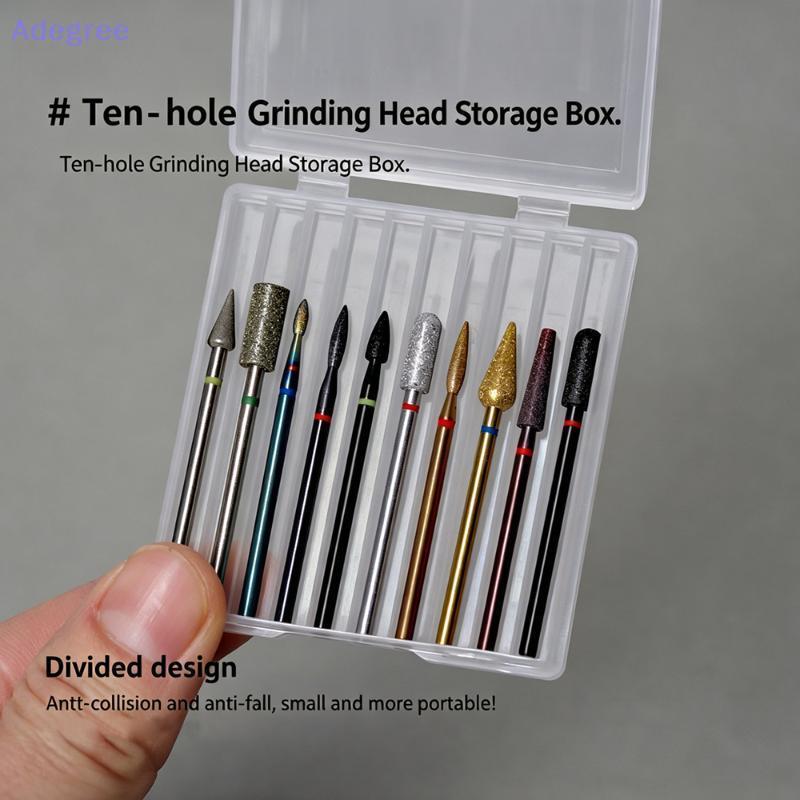Adegree 10 Slots Caixa De Armazenamento De Broca De Unhas Claro Visível Eco Material Titular Para Tecnologias Casa Manic